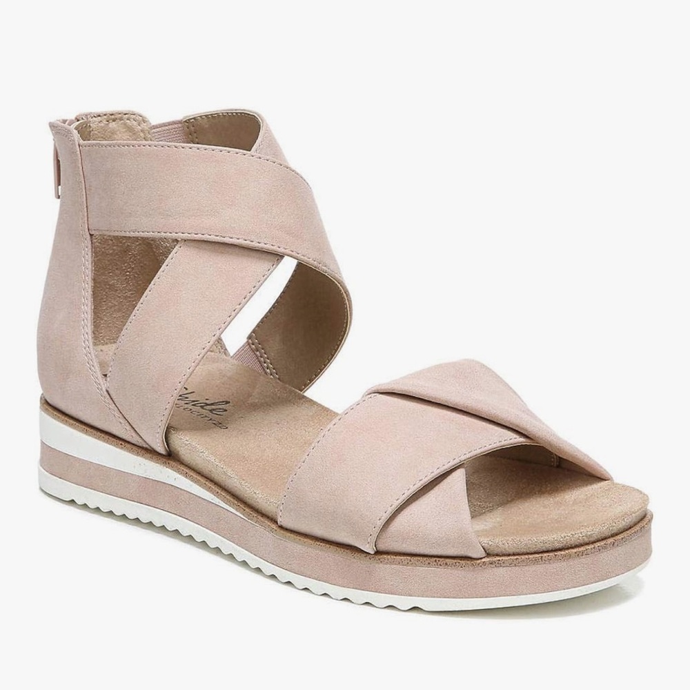 Life Stride Pink Sandals with Criss-Cross Straps